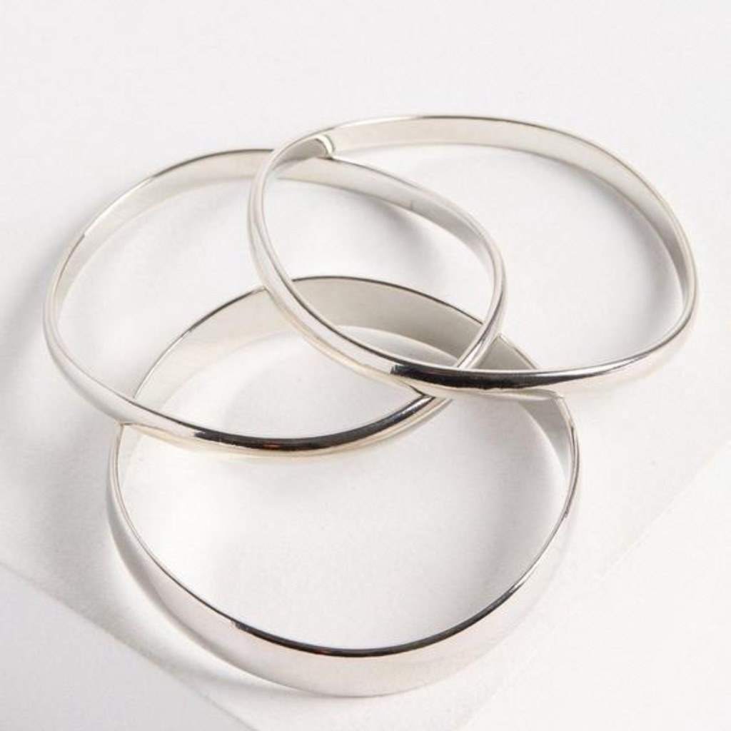 Nwt Torrid Bangles 3 Silver Smooth Bracelet Set Size 1x2x 8 14$